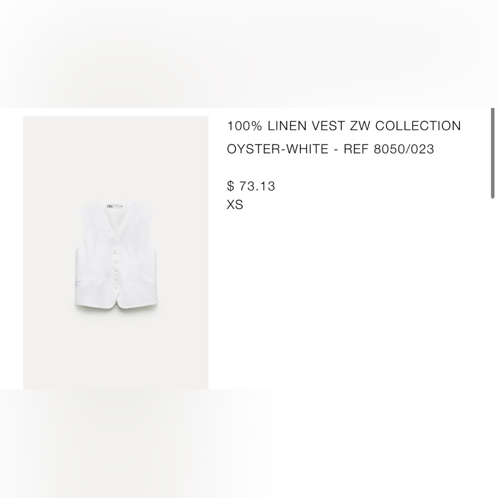 Zara Oyster-White Linen Vest - Picture 2 of 3